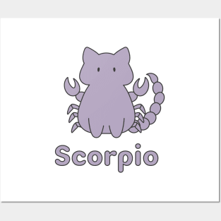 Scorpio Cat Zodiac Sign with Text Posters and Art